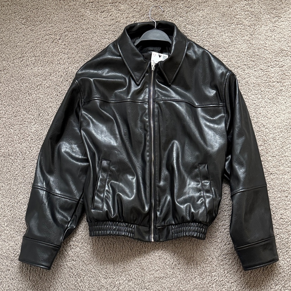 Zara Faux Leather Bomber Jacket